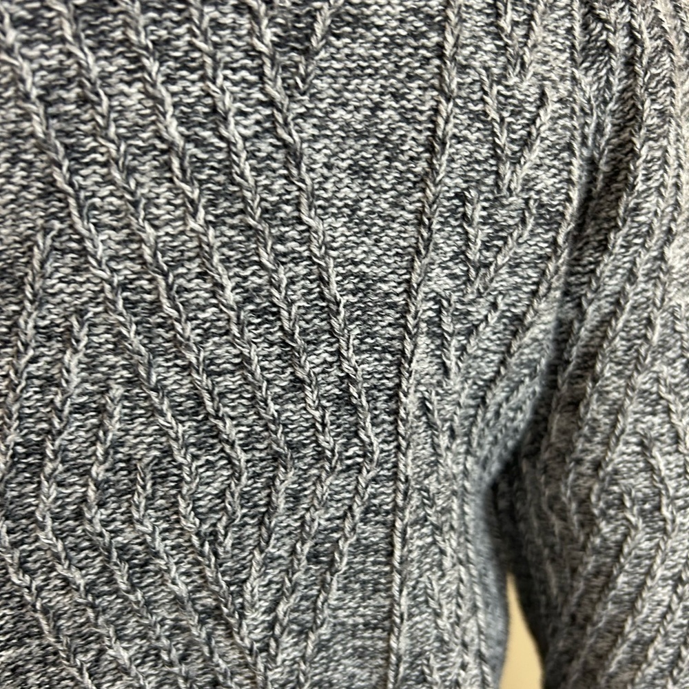St Johns Bay Sweater Cardigan Open Front Size L Gray Cable Knit Pockets - Picture 8 of 14
